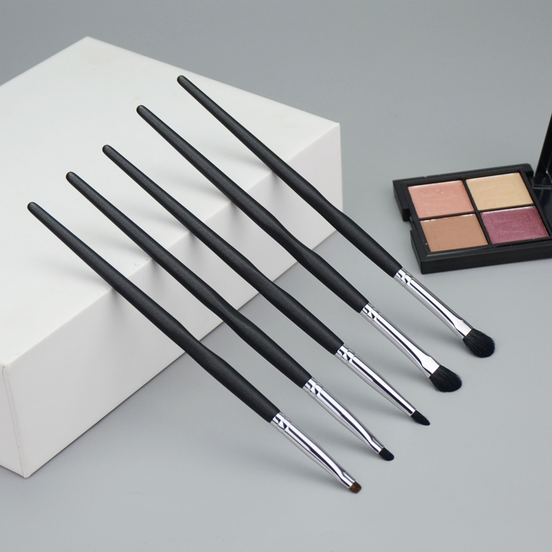 Cangzhou fabricante de maquillaje maestro de belleza cepillo de sombra de ojos juego de cepillo de mancha lana de piel de animal 5 cepillos de maquillaje de ojos de lana