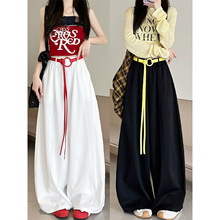 美式弯刀工装裤女夏薄款2025新款高腰显瘦宽松休闲阔腿速干运动裤