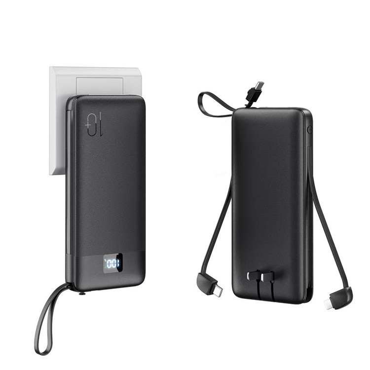 Powerbank mit integriertem Kabel, AC-Stecker, Schnellladung, 10000 mAh, mobile Stromversorgung, Geschenkverpackung, individuelle LOGO-Anpassung