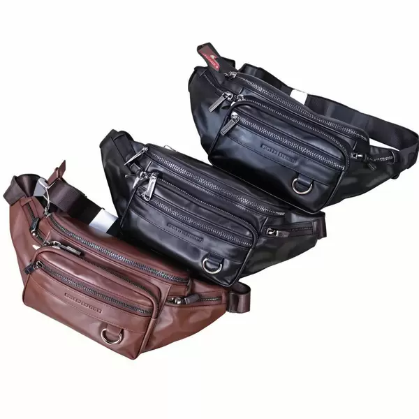 New Gold Coral Top Layer Cowhide Waist Bag Genuine Leather Men's Chest Bag Backpack Men's Bag Foreign Trade Classic