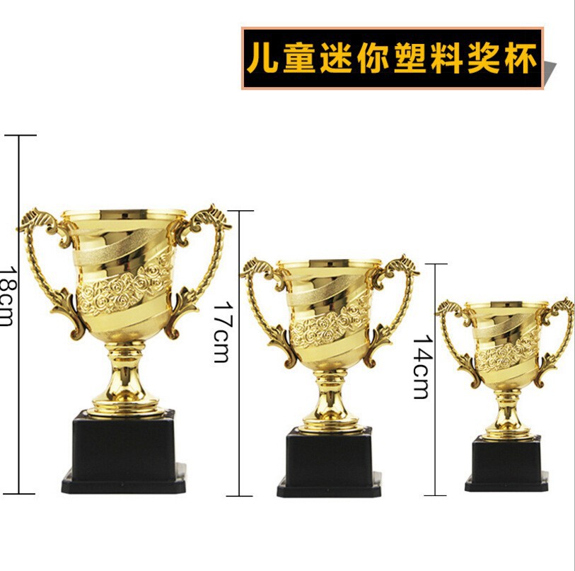 2024 nuevo trofeo infantil de plástico mini trofeo apretón de manos sin tapa rosa taza de plástico galvanizado en stock