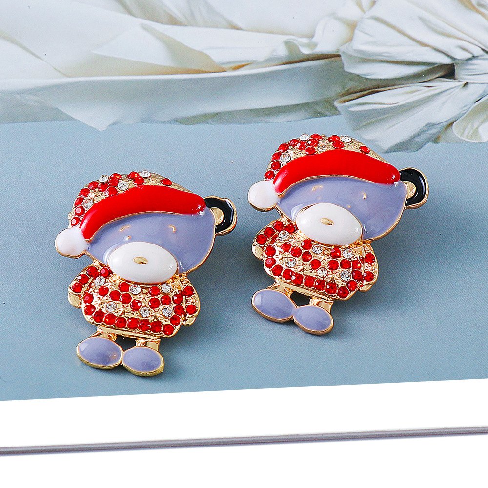 New Creative Christmas Red Granny Alloy Earrings display picture 3