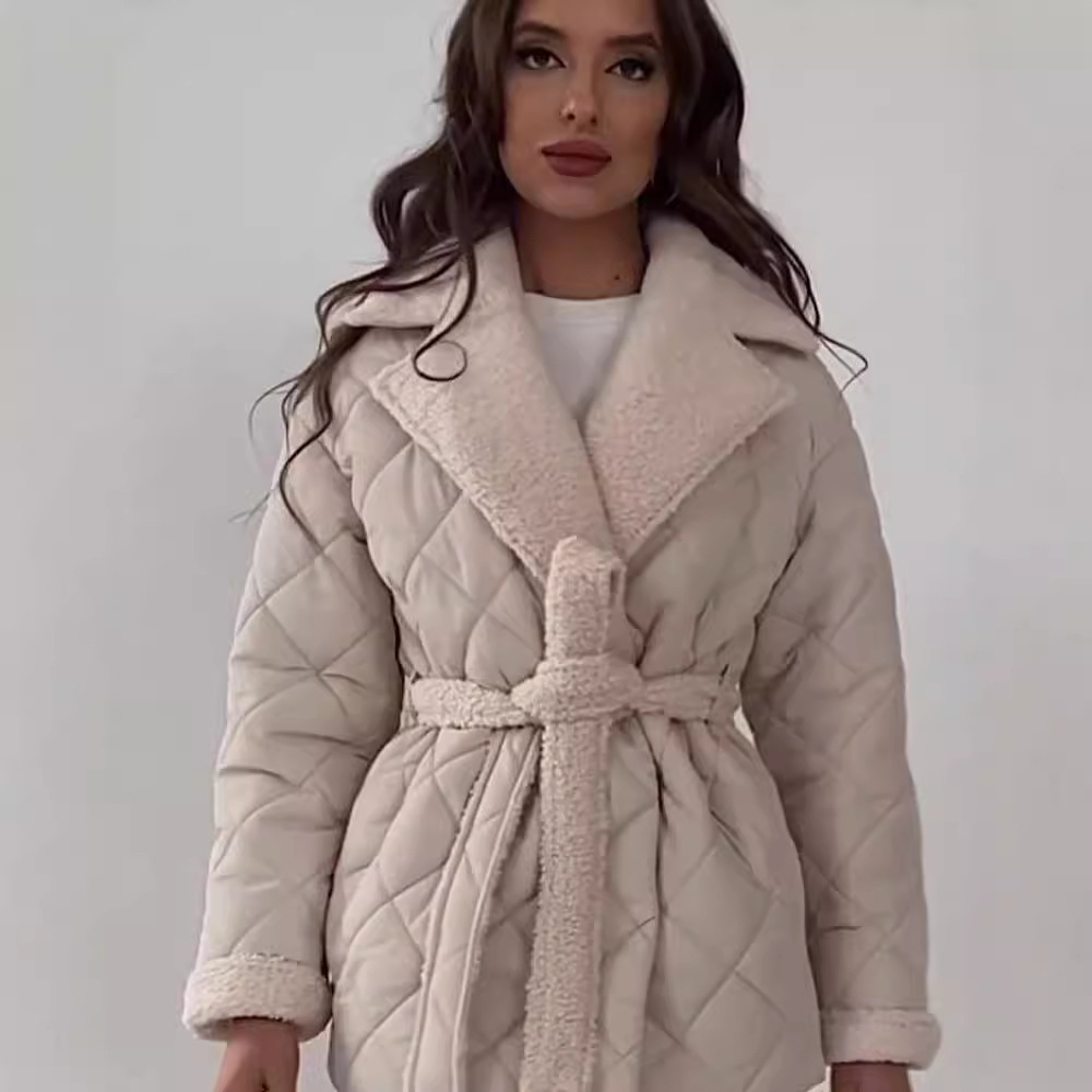 Women's clothing fashion all match design waist tie coat women_voghion.com