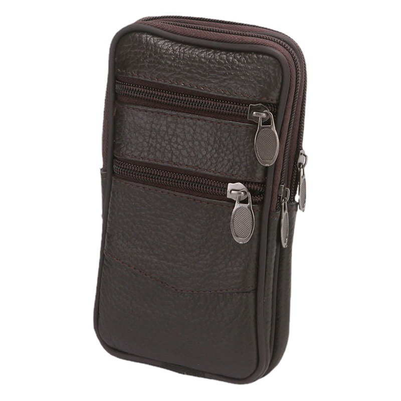 New Style Men's Genuine Leather Belt Phone Waist Bag for the Elderly Working on Construction Sites Cowhide Belt Wholesale