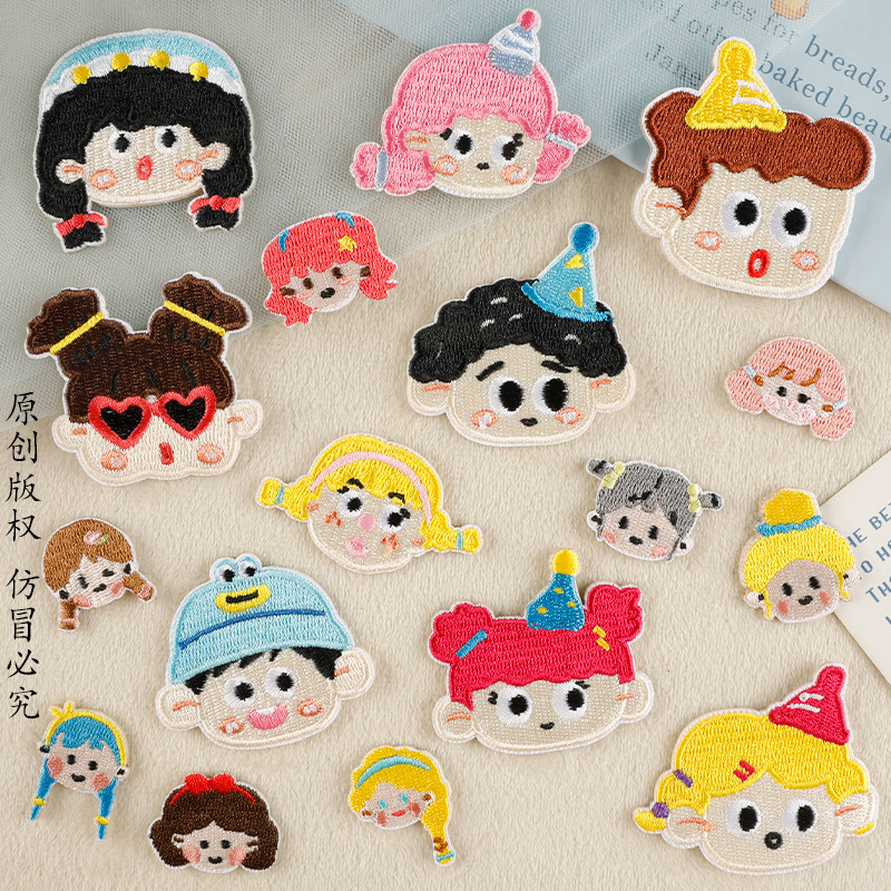 New Cartoon Girl and Boy Embroidery Patches Self-Adhesive Diy. Phone Case Accessories Patch Fabric Patch New Cartoon Girl and Boy Embroidery Patches Self-Adhesive Diy. Phone Case Accessories Patch Fabric Patch