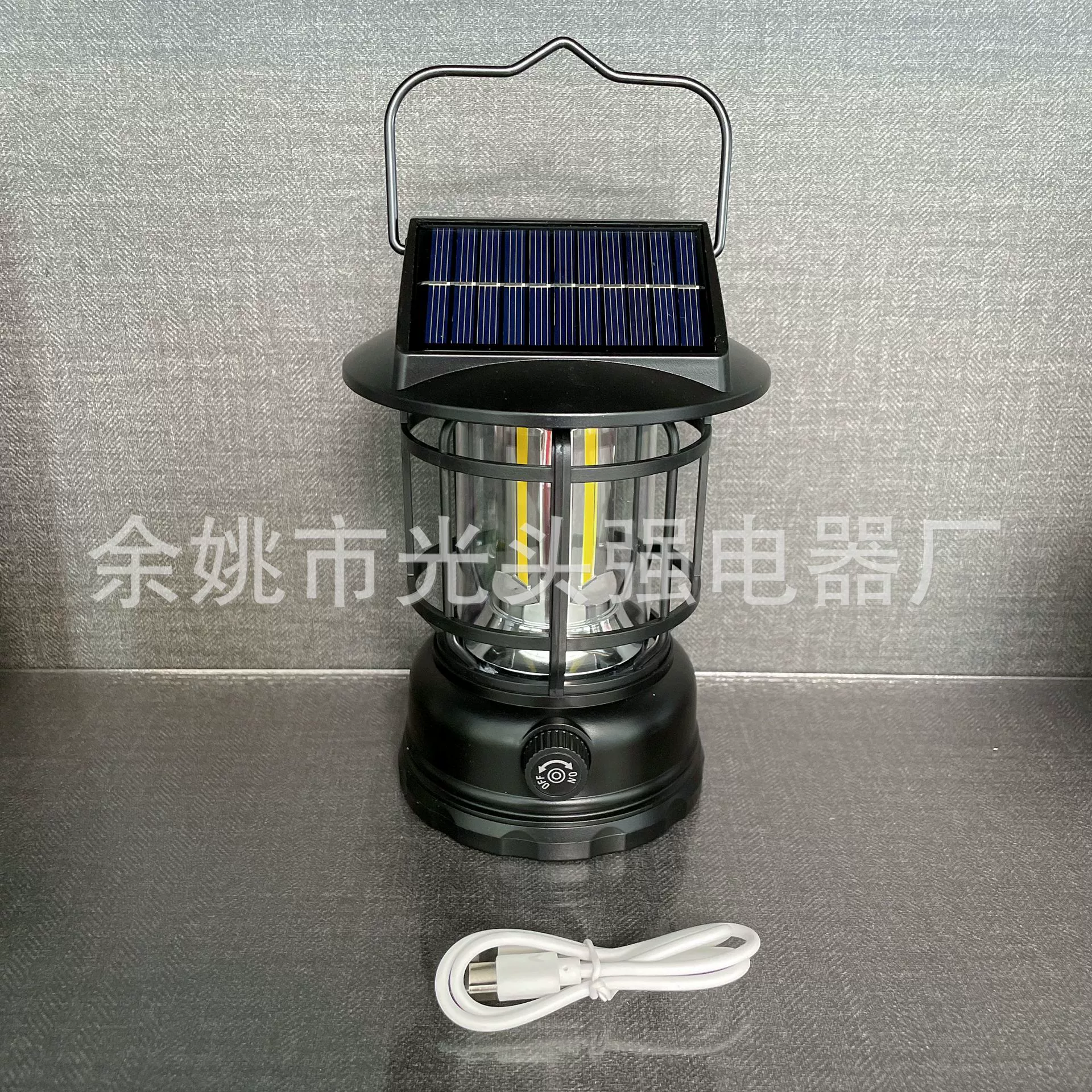 Уличная палаточная светодиодная лампа USB-заряжаемая палаточный светильник JH-7900 портативная лошадинная лампа с двумя солнечными панелями