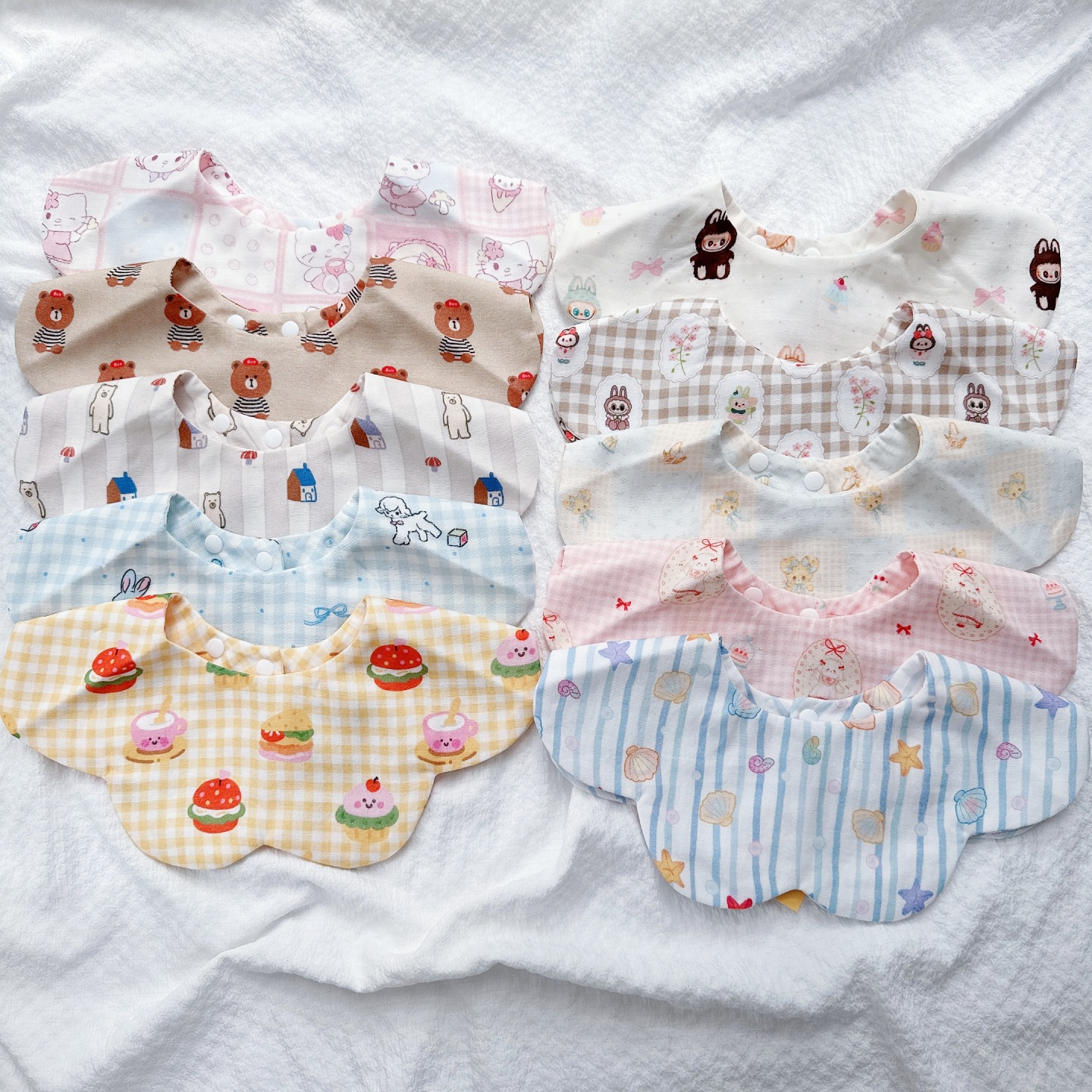 New Cartoon Gauze Bib Baby Type a Saliva Towel Double-Sided Rotatable Cotton Thin Waterproof Baby Saliva Pocket