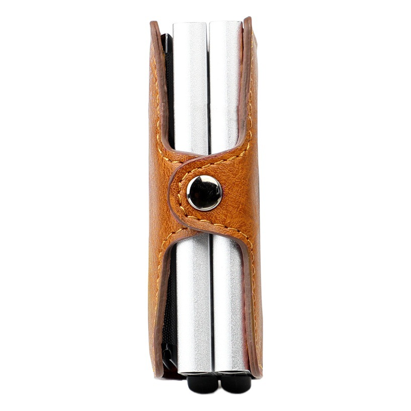 Venta directa de fábrica de doble capa caja de aluminio oro RFID nuevo cepillo antirrobo clip de oro americano titular de la tarjeta de metal titular de la tarjeta de entrega de una pieza