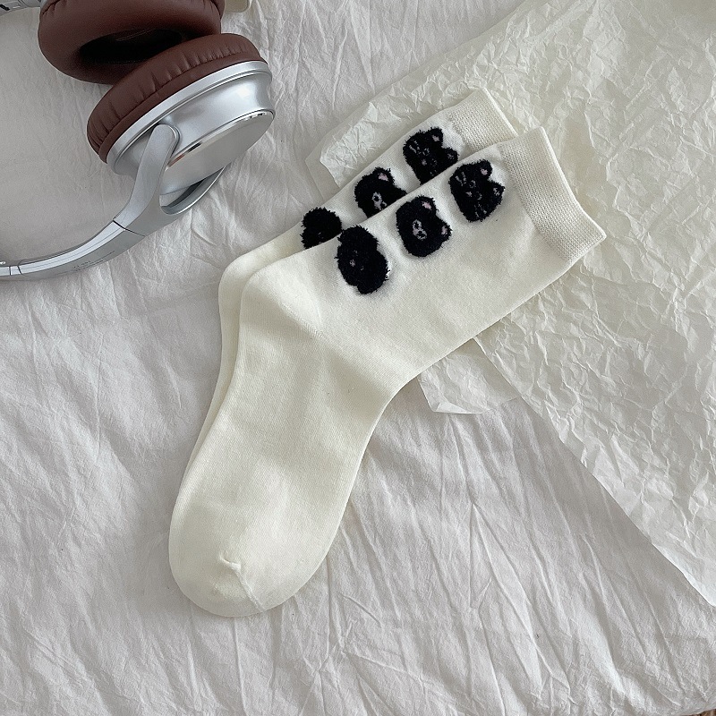 Calcetines de gato para mujer, diseño con hilo fino, amor en relieve, suaves y sin costuras.