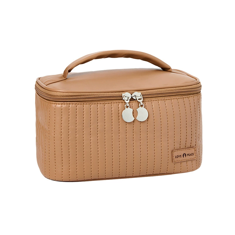 Polyurethane handheld cosmetic bag, capacious organizer bag, high-quality style