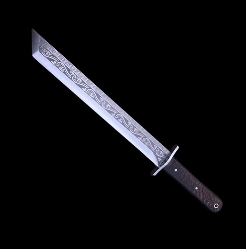 Mei flower pattern Longquan handmade hammered manganese steel integrated hollow short knife household sharp bone-cutting knife kitchen chef's knife