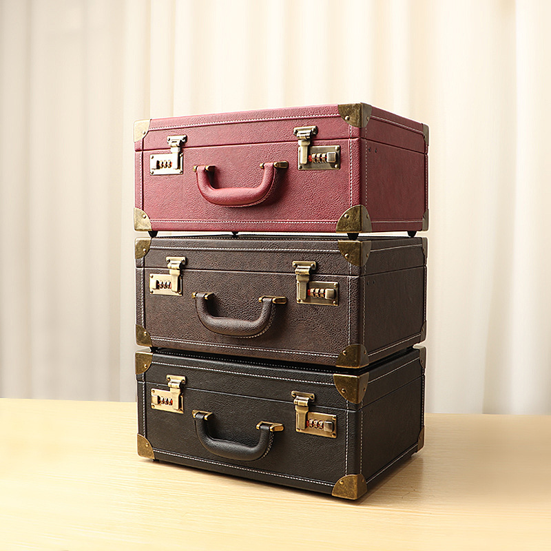 Beauty and Hairdressing Tool Leather Case Multi-Layer Storage Portable Leather Handle Password Lock Pu Leather Case Gift Box