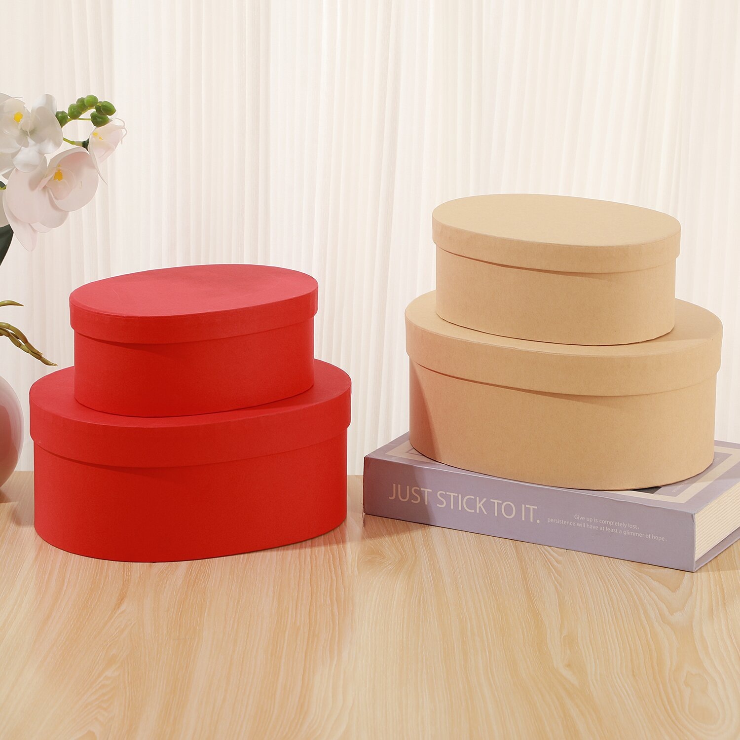 Oval Solid Color Kraft Paper Box Opening Gift Box Souvenir Gift Box Baking Packaging Box Mid-Autumn Festival Mooncake Gift Box Packaging