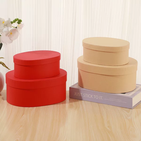 Oval Solid Color Kraft Paper Box Opening Gift Box Souvenir Gift Box Baking Packaging Box Mid-Autumn Festival Mooncake Gift Box Packaging