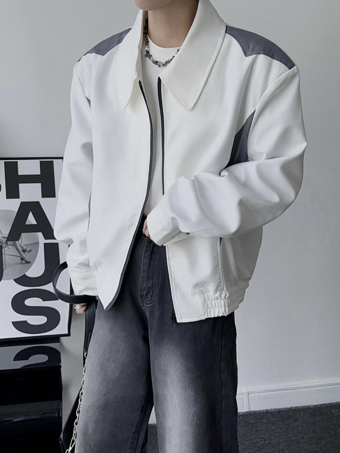 Men's Casual Jacket Lapel Long Sleeved Loose Rugged Style_voghion.com