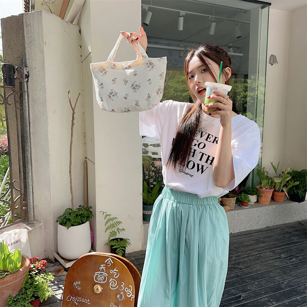 Spring Edition 44121 Canvas Bag, pure cotton floral canvas bag, tote bag, single-shoulder handbag, niche hand-held bag undefined