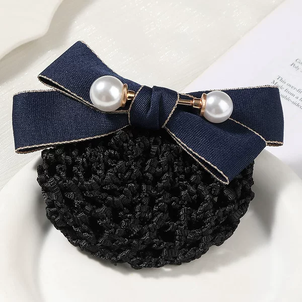 Head Flower Net Bag Bank Hotel Hotel Beauty Salon Women's High-end Professional Hairpin Hair Net Bow Hair Accessories