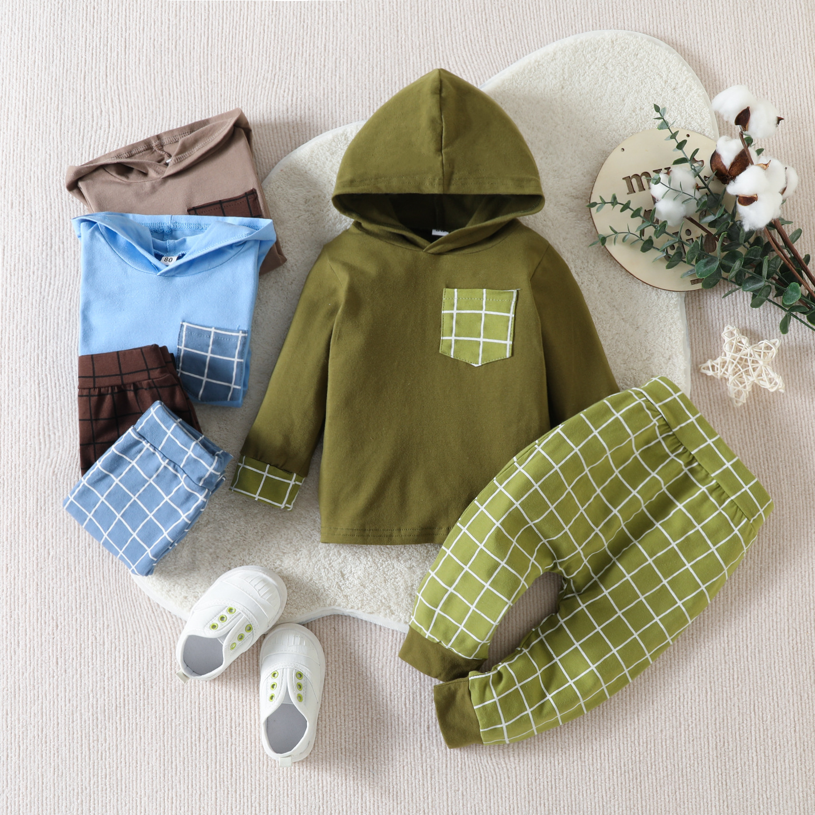 Fashion Plaid Cotton Boys Clothing Sets display picture 1