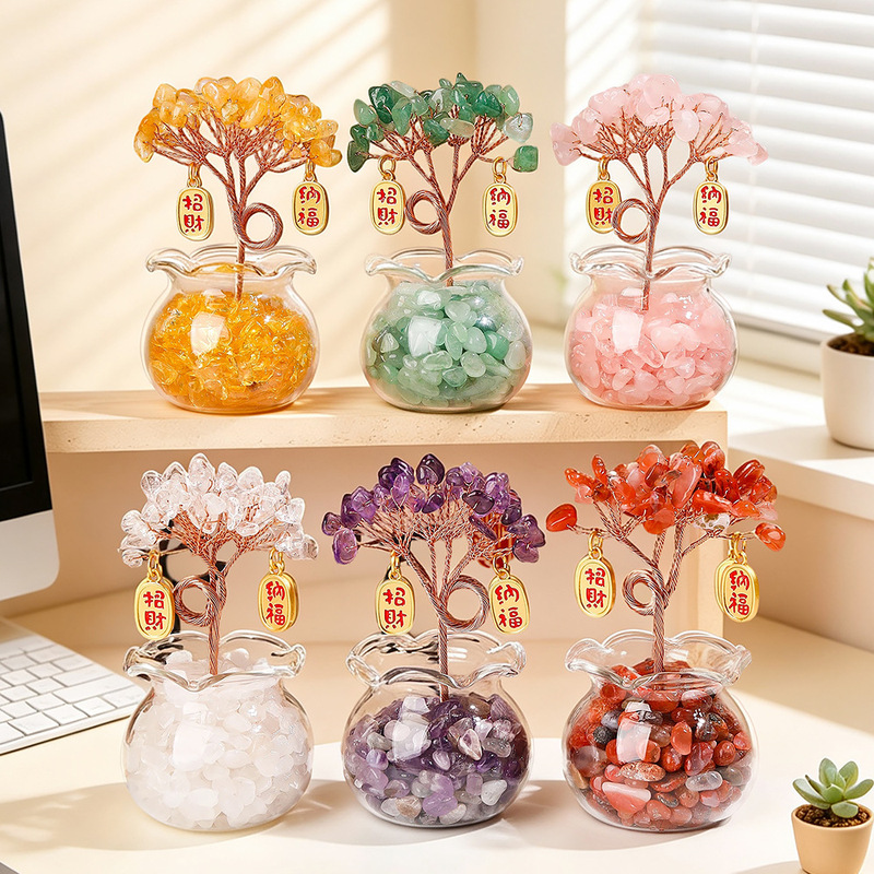 Natural Gravel Money Tree, Crystal Fortune Tree, Home Desktop Decoration for Attracting Wealth, Office Workstation Decoration Gift Natural Gravel Money Tree, Crystal Fortune Tree, Home Desktop Decoration for Attracting Wealth, Office Workstation Decoration Gift