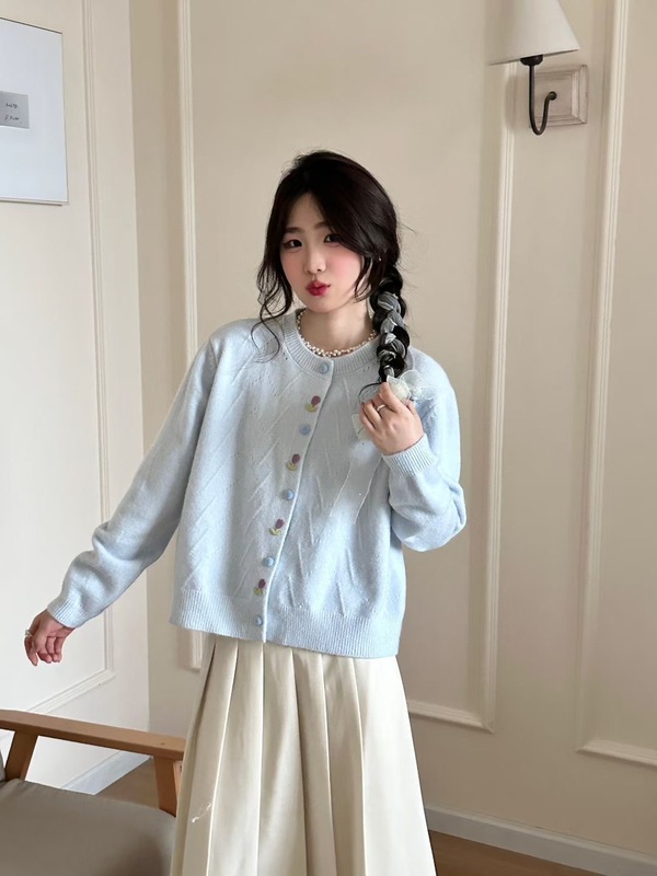 韩系温柔风针织开衫外套女2025新款初秋设计感小众宽松显瘦上衣|undefined