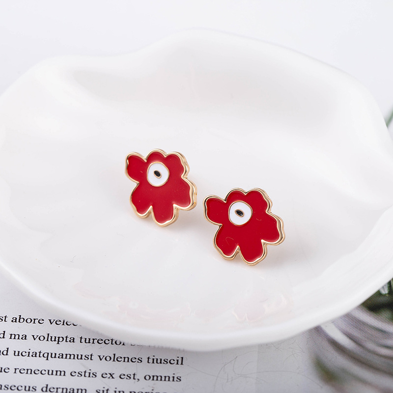 Korean Fashion Dripping Oil Flower Earrings display picture 4