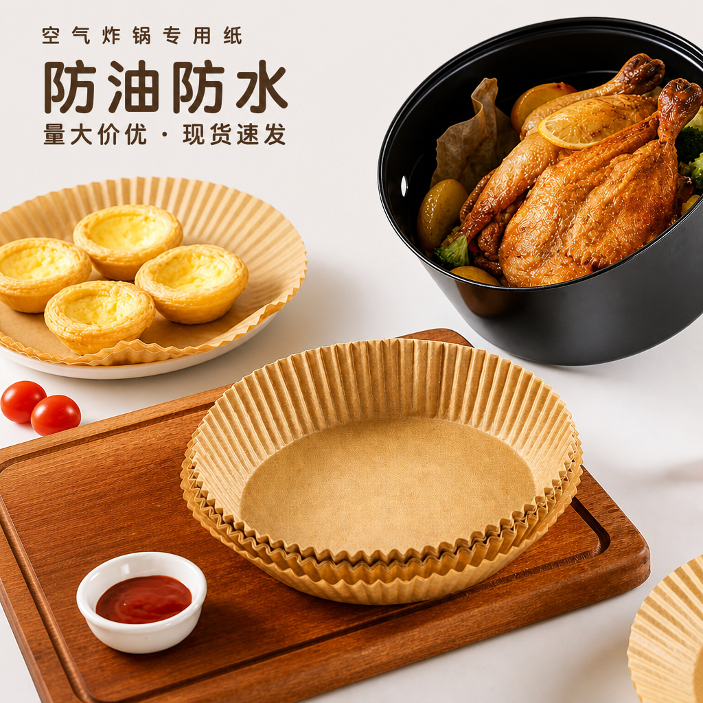 空气炸锅家用纸盘耐高温吸油纸垫食物烤箱烘焙防油纸垫烧烤通用型