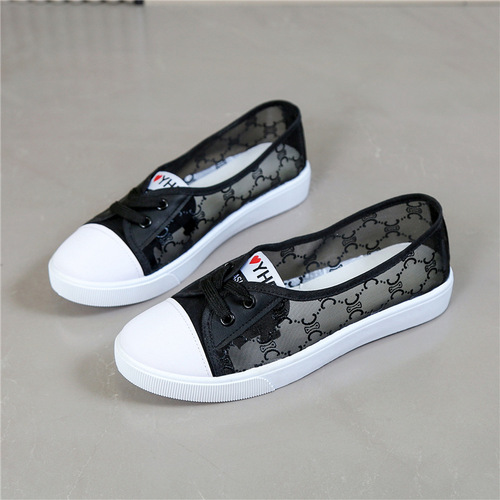 White shoes women's mesh shoes 2024 spring and summer new versatile autumn mesh breathable soft-soled canvas shoes female students' sneakers