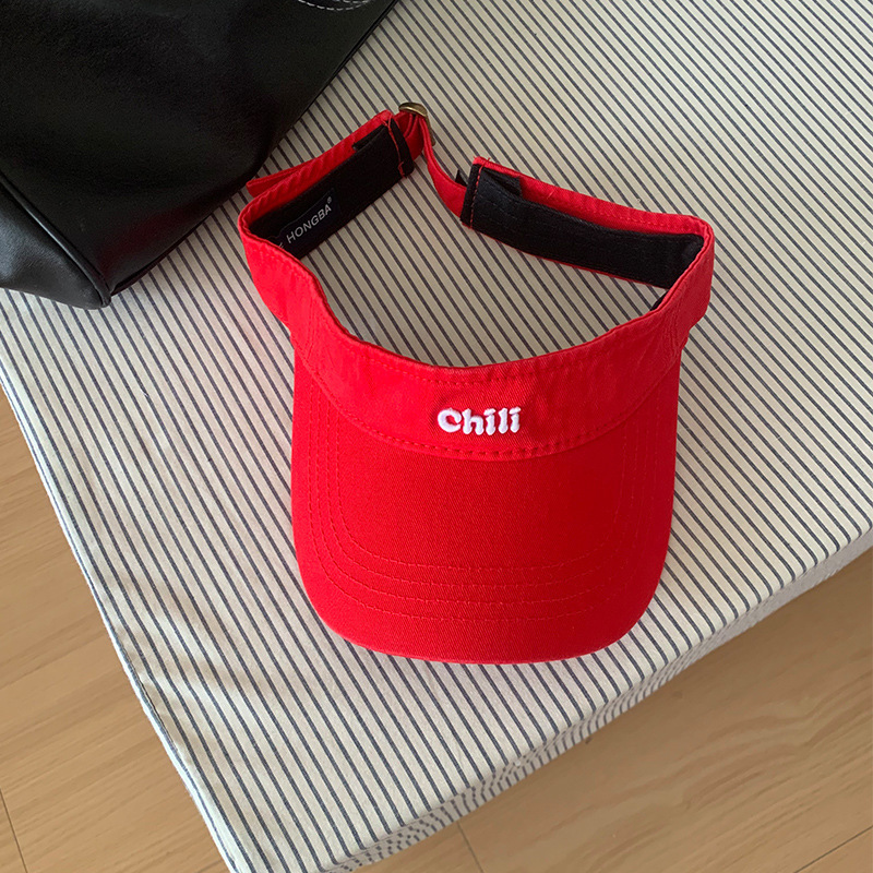 アメリカンレトロレッドトップレス野球帽女性の夏のレターキャップサンシェード空のトップハットテニススポーツ帽子|undefined