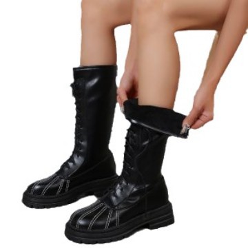 2024 neue Plus-Size-vielseitiges Temperament modische Texturschale Kopfriemen verdickte Modestiefel_voghion.com