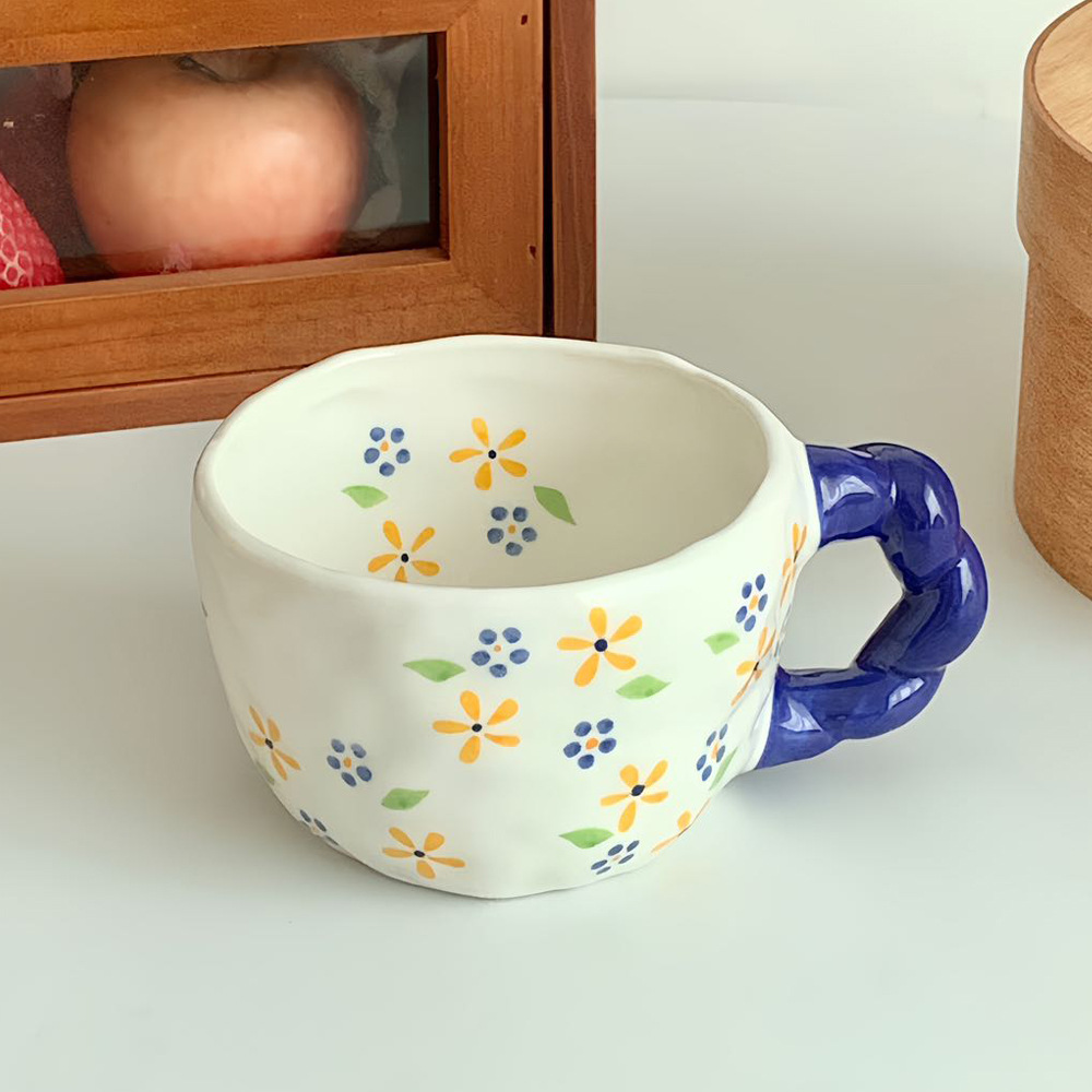 Tazza da caffè in ceramica dipinta a mano, stile Ins, design, latte macchiato, irregolare, spremuta a mano, tazza da acqua creativa per coppie._voghion.com