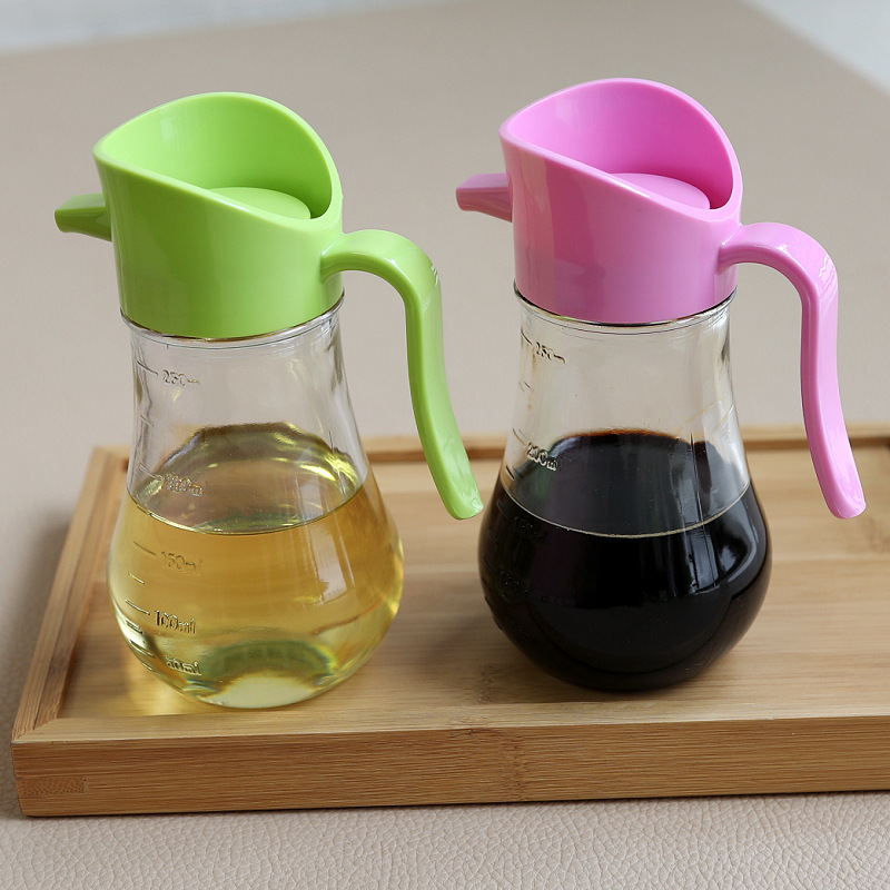 Set de botellas de aceite y vinagre de vidrio azul, accesorios de cocina