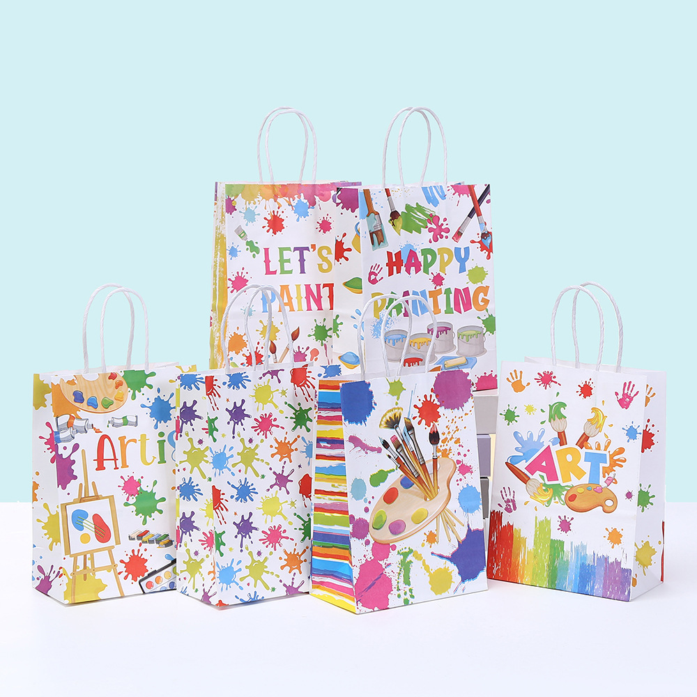 美术印花手提袋文字礼物包装袋牛皮纸购物袋批发礼物礼品袋子