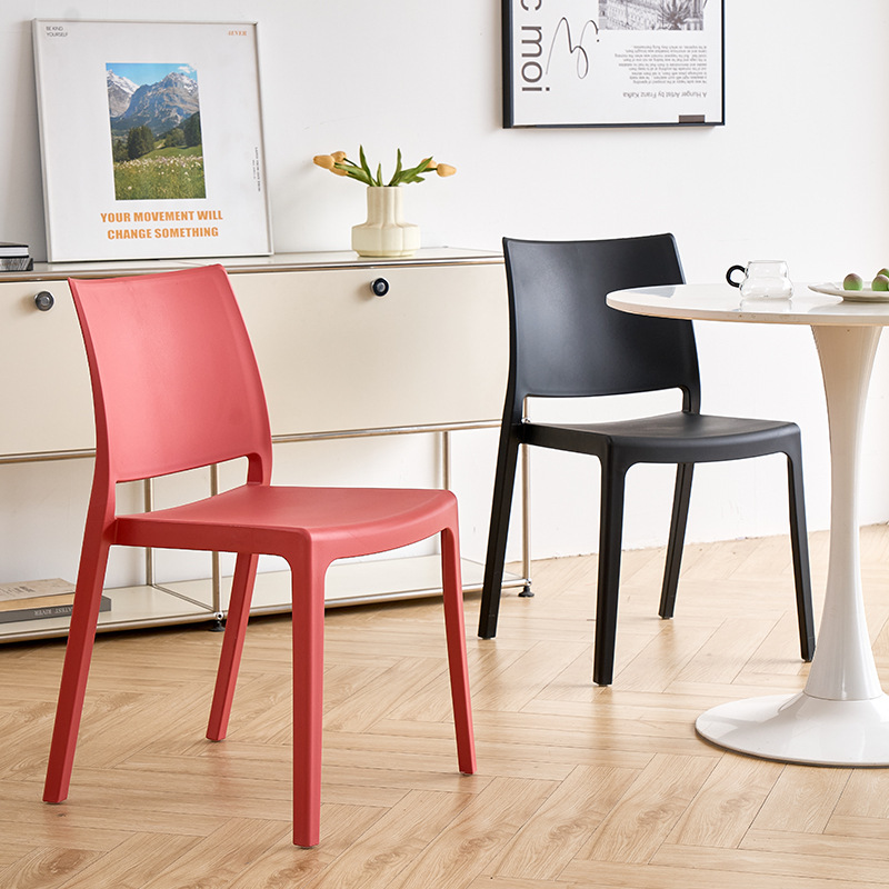Sillas de plástico caseras apilables sillas de almacenamiento ligeras sala de estar cocina sillas de mesa de comedor robustas taburetes de respaldo de color
