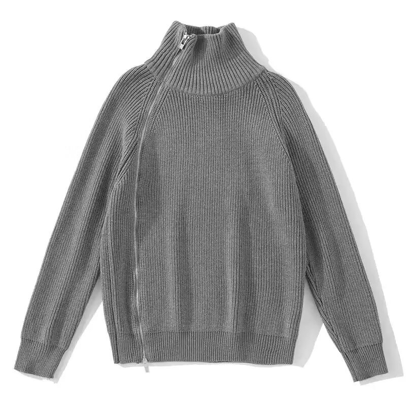 Cuello medio alto prueba de personalidad con cremallera camiseta de punto suéter hombre viejo estilo de negocios otoño invierno suéter de tendencia fábrica transfronteriza al por mayor image 6