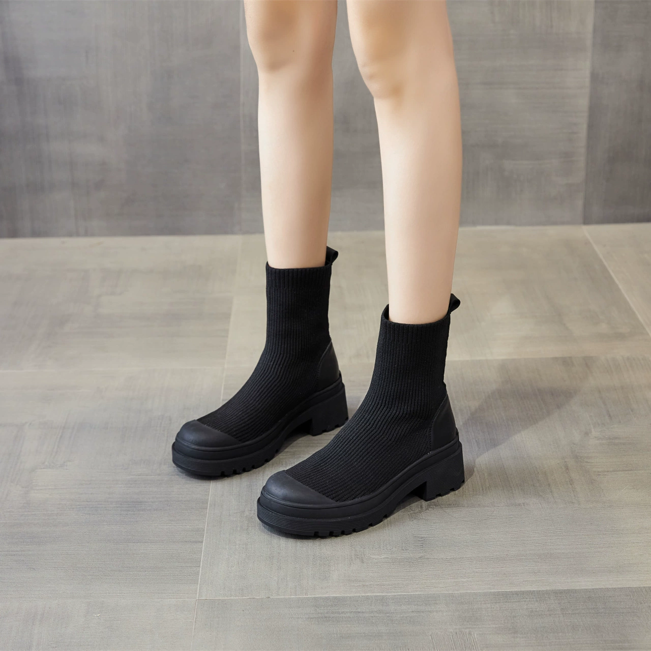 2025 осенние новые ботинки martin, женские повседневные модные женские ботинки, ботильоны на массивном каблуке, женские удобные ботинки-носковые ботинки, дышащие эластичные ботинки