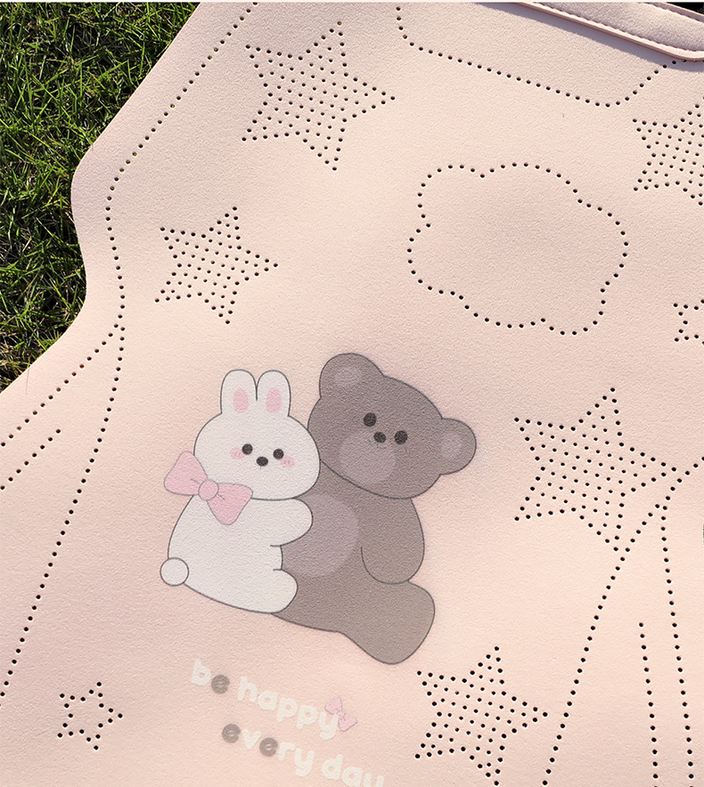 Cartoon Bear and Rabbit Saddle Pad Half-Cover Car Seat Cushion Suitable for Ford Focus, Volkswagen Sagitar, Honda Civic, Audi A3, Universal for All Seasons