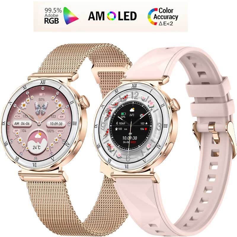 2025 New Women's Smart Watch Amoled Hd Bluetooth Call Monitoring Heart Rate Blood Pressure Blood Oxygen Alipay