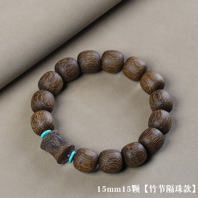 ベトナム芽庄白奇楠手串単輪異形珠沈水老料沈香文は男女の金仏珠のブレスレットを遊んでいます。|undefined