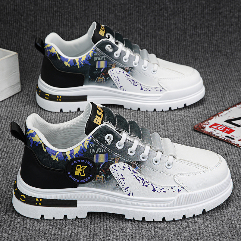 2026 nuevos zapatos de skate de cuero anti-sucio de un pie zapatos de hombre con suela suave cómodo, ligero y transpirable, zapatos casuales de tendencia
