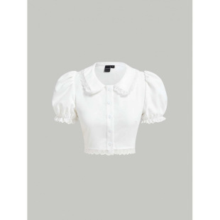 B 69045 Peter pan collar bubble sleeve shirt �����I�������r