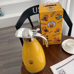 Cute little yellow duck coffee pot large capacity anti-scalding thermos pot food grade stainless steel thermos pot gift logo style