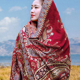 New Phoenix tail acrylic jacquard travel vacation dual-use women's lengthened warm scarf National shawl factory wholesale