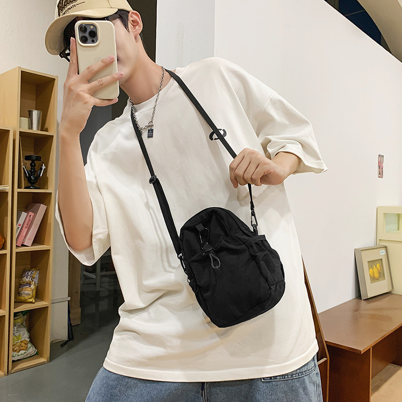 Solid-color nylon fabric bag for women, Spring 2025 new niche waist bag, ins casual pleated phone bag, crossbody bag for women undefined