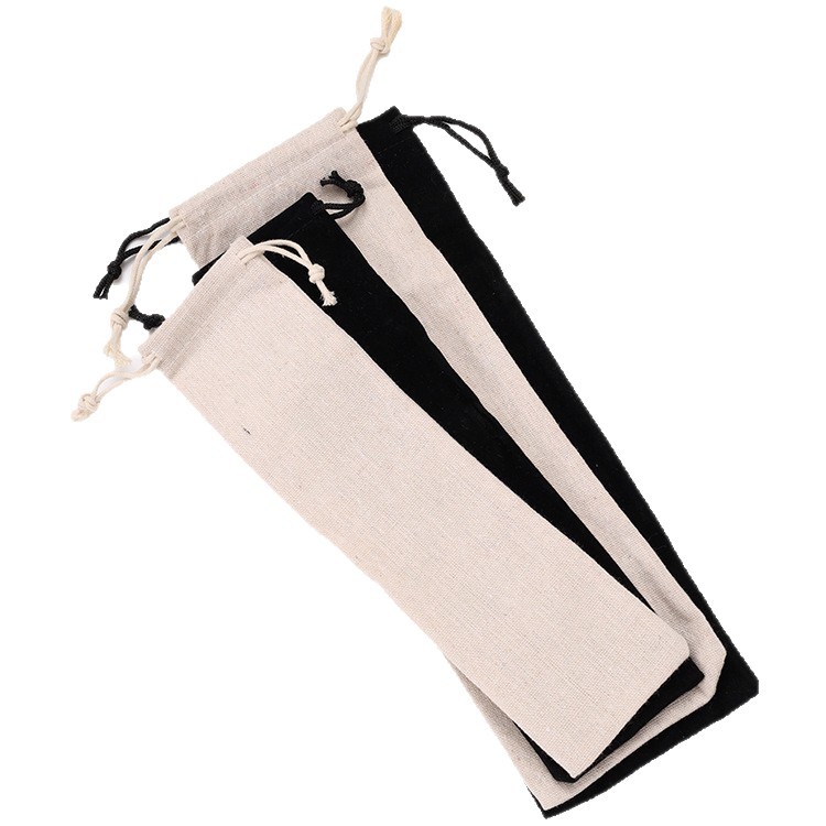 Vajilla de acero inoxidable bolsa de lazo de almacenamiento bolsa de paja bolsa de terciopelo de algodón y lino bolsa de regalo en el logotipo de stock se puede agregar
