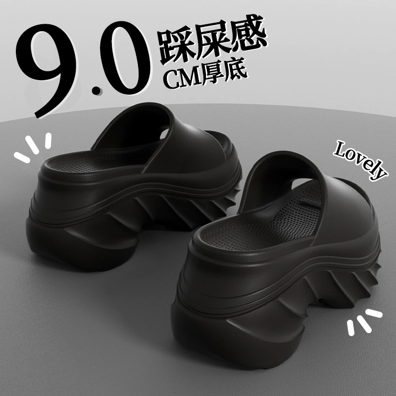 Женские босоножки на высоком каблуке и толстой подошве для ношения на улице, повседневные и универсальные тапочки, увеличение высоты 8 см, нескользящие, не вонючие ноги, не уставшие ноги.