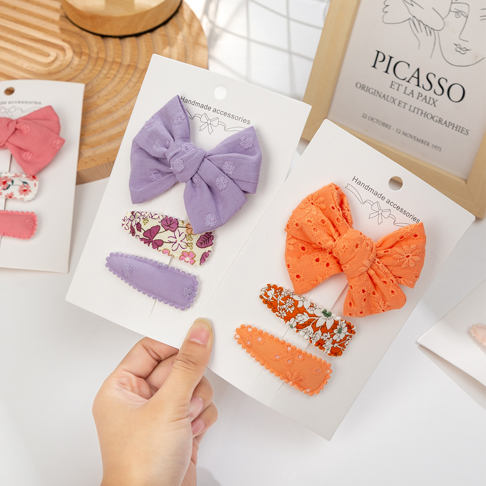 Cute Solid Color Flower Cloth Hair Clip 1 Set display picture 3