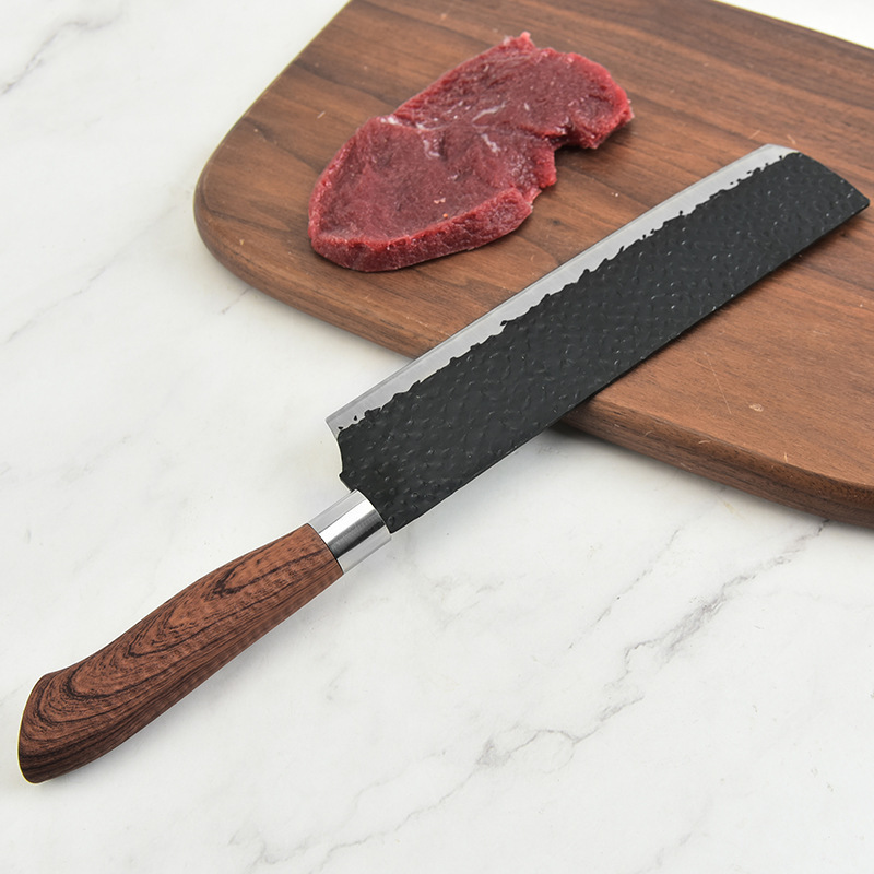 Una gran cantidad de piezas de punto de fábrica de seis piezas forjadas con cuchillo de martillo, cuchillo de cocina de acero inoxidable, cuchillo de chef, caja de color de regalo, juego de cuchillos