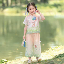 汉服女童夏装套装国风童装2026新款儿童唐装女宝宝洋气两件套批发