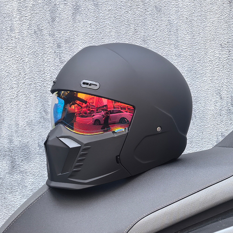 Casco de Motocicleta Retro Cruzado de Estilo Guerrero, Talla Grande, con Diseño de Escorpión, Ligero y Integral