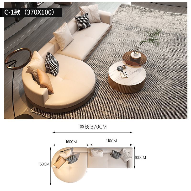 Sala de estar de lujo ligero gran piso plano estilo italiano minimalista sofá de cuero Connery diseñador de villa arco sofá de forma especial image 13